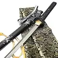 Handgeschmiedetes roh aussehendes Japanisches Samurai-Schwert Full Tang 1060 Kohlenstoffstahl Sonnenblumeneisen Tsuba geschärftes Flexibles echtes Katana Schwert