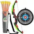 TEMI Kids Bow and Arrow Set - LED Light Up Archery Toy Set with 10 Suction Cup Arrows, Target & Quiver, Indoor and Outdoor Toys for Children Boys Girls