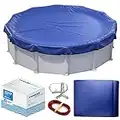 24 ft Round Pool Cover | Extra Thick & Durable Above-Ground Pool Cover | Sapphire Series of Premium Cold- and UV-Resistant Pool Cover | Above-Ground Pool Protection | by Yankee Pool Pillow