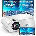 YABER Mini WiFi Projector, Projector Screen Included, 8500L Support 1080P Full HD Portable Projector, Zoom, 250" Display Outdoor Projector, Home Movie Projector for Phone/TV Stick/HDMI/PS/USB/VGA/SD etc.