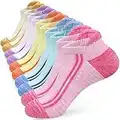 Womens Ladies White Black Trainer Running Sports Ankle Socks Anti Blister Walking Hiking Work Support Cotton Socks for Womens 4-7 Multipack Thick Short Cushioned Athletic Socks 5 Pairs