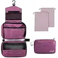 Larkumio Neceser Hombre Mujer, Neceser Maquillaje Bolsa de Aseo Makeup Bag Grande Colgante Impermeable, 1 Neceser Viaje + Bolsa con Cordón, Violeta