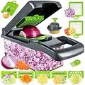 Gemüseschneider - Würfelschneider - vegetable chopper dicer - Gemüsehobel - Geeignet für Würfe, Scheiben, 14 in 1Multifunktionsschneider Zwiebel Zerkleiner Salatschneider Mandoline