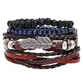 Holibanna Leather Wrap Bracelets Adjustable Woven Wrist Cuff Chain Link Vintage Baroque Multilayer Bangle Wristband Punk Jewelry for Men Woman Girl Lady