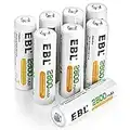 EBL 1.2V AA Batterie Ricaricabili con 1200 Tech, Pile Ricaricabili da 2800mAh Ni-MH con Comodo Astuccio, Confezione da 8 pezzi