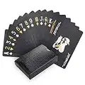 Joyoldelf Cool Black Playing Cards, Gold Foil Waterproof Deck of Cards with Gift Box, Magic Poker Cards, Perfect for Party and Game (Painted Version)