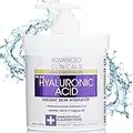Advanced Clinicals Hyaluronic Acid Body Lotion & Face Moisturizer W/Vitamin E | Hydrating Dry Skin Firming Lotion Minimizes Look Of Wrinkles, Stretch Marks, & Crepey Skin | Skin Care Products, 16 Oz
