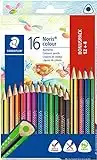 STAEDTLER Buntstifte Noris Colour, erhöhte Bruchfestigkeit, Dreikantform, attraktives Design,ergonomische Soft-Oberfläche,WOPEX Material, brillanten Stiften im Kartonetui .187 C12P1,1er Pack(16 Stück)