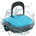 WYBOT Poolroboter, Poolsauger Akku mit Dual-Motor, Selbstparken, Starke Saugkraft, Automatische Poolreiniger für Aufstell-/Einbauschwimmbecken bis 50m² Blau