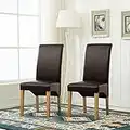 MCC-Direct Set of 4 Faux Leather Dining Chairs Roll Top Scroll High Back For Home & Commercial Restaurants [Brown* Black* Red* Cream*](D) (Brown)