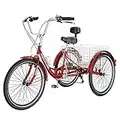 Slsy Adult Tricycles 7 Speed, Adult Trikes 20/24/26 inch 3 Wheel Bikes, Three-Wheeled Bicycles Cruise Trike with Shopping Basket for Seniors, Women, Men.