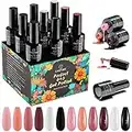 Smalto Semipermanente, Kastiny 9PCS Salto in Bianco e Nero Rosso Gel Unghie UV LED, con Base e Top Coat, Kit Manicure Smalti per Unghie