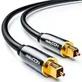 deleyCON 3.0m (9.84 ft.) Optical Digital Audio Cable S/PDIF 2x Toslink Connectors Fibre Optic Cable Metal Connectors 5mm Flexible - Black