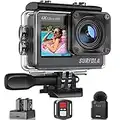 Waterproof Action Camera 4K-Ultra HD 60FPS 24MP 40M Underwater Helmet Vlog WiFi Camera，8X Zoom Touch Dual Screen EIS Stabilization Cam/Wireless Mic/Remote Control/Battery*2/Charger/Accessories Kit