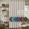 H.VERSAILTEX Wide Blackout Room Darkening Rich Quality of Textured Linen Patio Door Curtains Home Fashion Window Panel Drapes with 16 Grommets - Ivory - 100 inch Wide by 96 inch Long