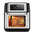 CROWNFUL Air Fryer, 10.6 Quart Large Convection Toaster Oven with Digital LCD Touch Screen, 10 in 1 Oilless Cooker with Rotisserie & Dehydrator, Accessories and Online Cookbook Included