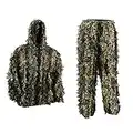 PELLOR 3D Leaves Camouflage Ghillie Clothing Suits Tops Pants Jacket Hunting Paintball Airsoft Wildlife Photography Halloween Suits for Kids & Teenagers(Leaf Green, for tall 3.3-4.3ft)