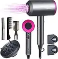 Flintronic Hair Dryer with Diffuser & Concentrator 2000W Powerful Ionic Dryer 2 Speed 3 Heat Settings Fast Dry Lightweight for Multi Women Man Hairstyles (3 Nozzles&3 Comb Included)