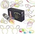 VDISRR 200 Pcs Barras Luminosas, Paquete de Fiesta de Bastones Luminosos de Neón, 7 colores, con pulseras, gafas, aros y conectores, para bodas, fiestas, fiestas de cumpleaños