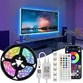 Teberno Striscia LED 5m, TV Retroilluminazione 5 metro Luci LED USB Alimentata con Telecomando e controllo APP, Strisce LED RGB 5050 per HDTV da 55-70 Pollici, PC Monitor