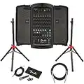 Fender Passport Venue S2 Portable PA System Bundle with Compact Speaker Stands, Microphone, Mic Stand Clip, XLR Cable, and Instrument Cable