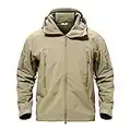 Windproof Jackets for Men Outdoor Military Training Jackets Men Water-Resistance Softshell Combat Jacket for Men Holiday Travel Trekking Raincoat, Khaki, Large (Tag XL)