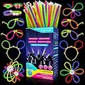 Millegu 230 Fluo Party Kit, Braccialetti Luminosi Fluorescenti Bambini Adulti Starlight Glow Sticks e Connettori per Bracciali Occhiali Gadget per Comleanno Feste Carnevale Capodanno Pasqua