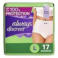 Always Discreet Adult Incontinence & Postpartum Underwear for Women, Maximum, Large, 17 Count