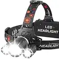 Headlamp Rechargeable, Zoomable Headlights with 6000 High Lumen Super Bright LED Head Flashlight, 4 Modes IPX5 Waterproof Head lamp, 90° Adjustable for Adults Outdoor Camping Running Cycling Climbing