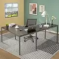 GOOD & GRACIOUS L-Shaped Gaming Desk, 60x55 Inch L Shape Desk, Corner Desk for Home Office, Modern Home Office Study Writing Workstation L Table, Easy Assembly, Black&Gray