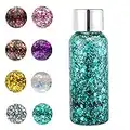 30g Body Glitter Gel Mermaid Sequins Chunky Sparkling Chunky Glitter Glitter Liquide Fard à Paupières Liquides pour Visage Cheveux Ongles Festival Décoration(Vert)