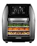 CHEFMAN Multifunctional Digital Air Fryer+ Rotisserie, Dehydrator, Convection Oven, 17 Touch Screen Presets Fry, Roast, Dehydrate, Bake, XL 10L Family Size, Auto Shutoff, Large Easy-View Window, Black