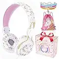 Casque pour Enfants, Mignon Licorne pour Enfants, Casque Filaire avec Microphone, Casque Réglable pour Tout-Petits pour Filles et Garçons, Casque pour Kindle und iPad, l'école, Avion, Tablette(Blanc)