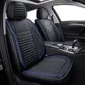 LINGVIDO Leather Car Seat Covers,Breathable and Waterproof Faux Leather Automotive Seat Covers for Cars SUV Truck Sedan,Universal Anti-Slip Driver Seat Cover with Backrest (Full Seat, Blue+Black)