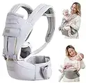 Baby Carrier with Hip Seat, Baby Carrier Newborn to Toddler, Baby Hip Seat Carrier for 7 -66lbs, All Seasons Baby Holder Carrier, All Position.(Light Grey)