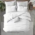 DHestia Hostelería - Juego 3 Piezas Funda Nórdica Blanca Hotel, Sábana Bajera, Funda Almohada. Tejido 100% Algodón Natural (Cama 105x190/200 cm)