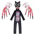 Aepotumn Boys Cartoon Scary Cat Costume Child Horror Monster Character Costumes Scary Halloween Cosplay Jumpsuit