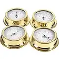 Station Météo Analogique Ensemble de stations météorologiques de 4pcs, 5,7 pouces portables portables muraux baromètre thermomètre Hygromètre Kit de compteur d'horloge, accessoire de bateaux en laiton