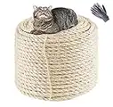 Corda in sisal naturale, 8 x 60 m, naturale bianco, sostituzione corda Antico per gatti con una coppia di guanti di protezione per tiragraffi gatti, l'albero a gatto, Vaso da fiori da giardino