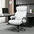 Okeysen Big and Tall 500lbs Office Chair Wide Spring Seat, High Back Large Executive Chair, Adjustable Lumbar Support Quiet Rubber Wheels Heavy Duty Metal Base, Office Chair for Back Pain (White)