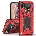 MILAN NICE Phone Case for iPhone XS/iPhone X Heavy Duty Protective Hard Cover Shockproof Certified with Drop Tested with Smartphone Kickstand (Red)