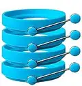 Silicone Egg Rings by OzettSilicone Egg Rings by Ozetti - Make Perfectly Round Fry Eggs or Pancakes - Professional Non-Stick BPA-Free Silicone- Includes Free Spatula and Recipes - Blue (4 - Pack)