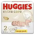 Huggies Extra Care Bebè Pannolini, Taglia 2 (3-6Kg), Confezione da 108 Pannolini