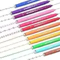 AOROKI 12 Colored Curve Highlighter Pen Set, 10 Different Shapes Dual Tip Markers Cool Pens for Journal Planner Scrapbook Art Office School Supplies for Kids Adults Journaling Drawing Note Taking