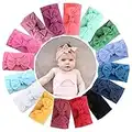 JOYOYO 16 Pcs Baby Headbands for Girls Baby Nylon Baby Turban Stretchy Soft Wide Headbands for Newborns Toddlers, Baby Hair Bands/Bows