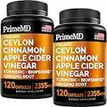 5-in-1 Ceylon Cinnamon Capsules 2355mg with Apple Cider Vinegar, Turmeric and Panax Ginseng Capsules - Cinnamon Supplements with Bioperine (120 Count(Pack of 2))