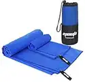 EPAuto Microfiber Fast Drying Towel for Travel Camping and Yoga, 2 Pack, Blue