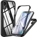 OWKEY Coque pour iPhone XR, Antichoc Housse avec Protection D'écran Intégré, 360 Degrés Full Body Protection Case Double Face Bumper Etui Coque pour iPhone XR, 6.1 Pouces - Noir