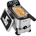 Venga! Semi-Professional Deep Fryer 3 L, Oil Filter & Container, 2000 W, Black/Silver, VG FT 3012 BS