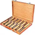 VEVOR Woodworking 12pcs Lathe Chisel，Wood Carving Hand Chisel 3-3/4Inch Blade Length, Wood Turning Tools with Wooden Storage Case, ‎35.05 x 24.89 x 5.08 cm;